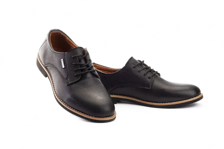 Подростковые туфли кожаные весенне-осенние черные Yuves М5 (Trade Mark) фото 1 — интернет-магазин Tapok