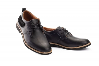Подростковые туфли кожаные весенне-осенние черные Yuves М6