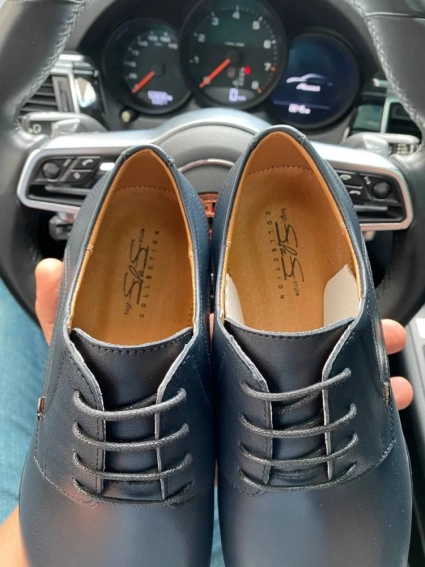 Мужские туфли кожаные весенне-осенние синие Stas 650-24-04 фото 2 — интернет-магазин Tapok