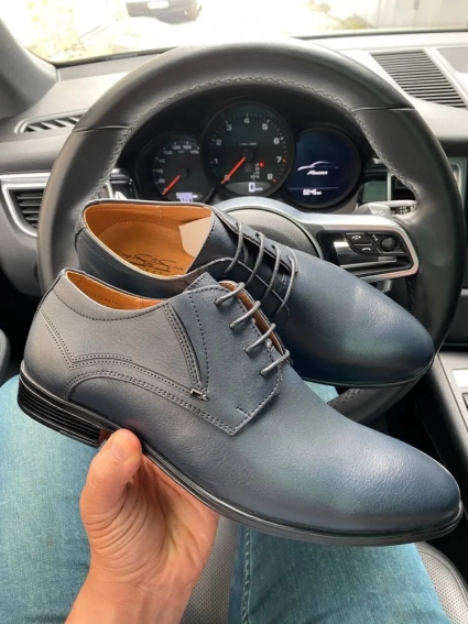 Чоловічі туфлі шкіряні весняно-осінні сині Stas 650-24-04 фото 3 — інтернет-магазин Tapok