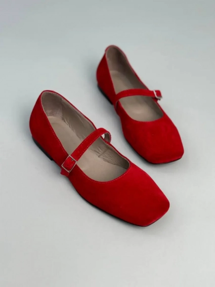 Балетки жіночі замшеві червоні фото 8 — интернет-магазин Tapok