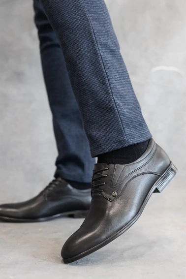 Мужские туфли кожаные весенне-осенние черные Cevivo 5541 фото 3 — интернет-магазин Tapok