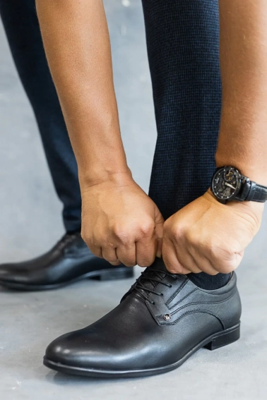 Мужские туфли кожаные весенне-осенние черные Cevivo 5541 фото 5 — интернет-магазин Tapok