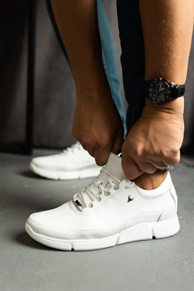 Мужские кроссовки кожаные весенне-осенние белые Extrem 1851/тер-21 Total White фото 3 — интернет-магазин Tapok