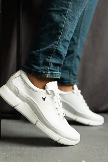 Мужские кроссовки кожаные весенне-осенние белые Extrem 1851/тер-21 Total White фото 5 — интернет-магазин Tapok
