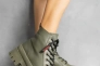 Женские ботинки кожаные весенне-осенние хаки OLLI К-2-200 байка Фото 1