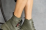 Женские ботинки кожаные весенне-осенние хаки OLLI К-2-200 байка Фото 3