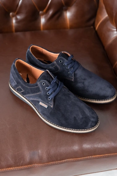 Мужские замшевые туфли весенне-осенние синие Emirro 342 ZSI фото 2 — интернет-магазин Tapok