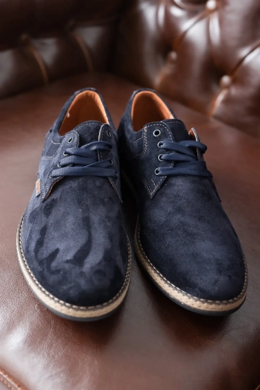 Мужские замшевые туфли весенне-осенние синие Emirro 342 ZSI фото 3 — интернет-магазин Tapok