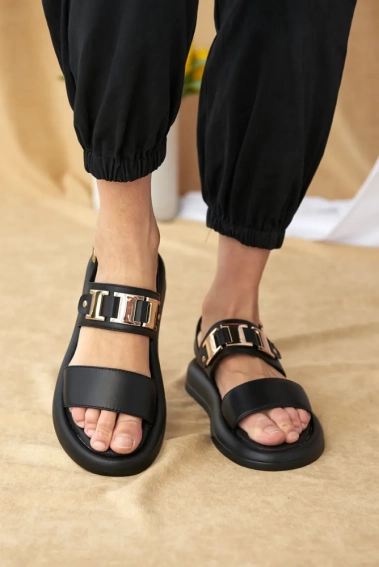 Женские босоножки кожаные летние черные Teona 403 фото 7 — интернет-магазин Tapok