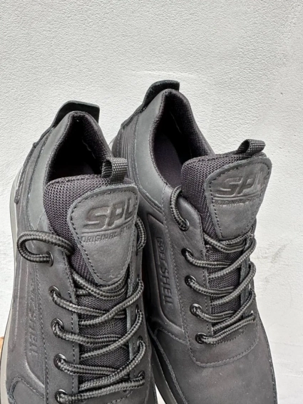 Мужские кроссовки кожаные весенне-осенние черные Splinter 0622/1 фото 5 — интернет-магазин Tapok