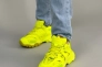 Кросівки жіночі шкіряні жовтий неон зі вставками сітки Фото 1