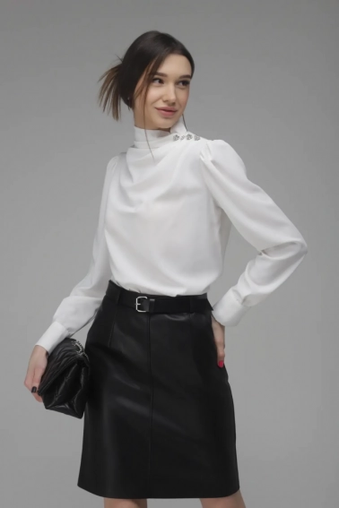Блуза женская однотонная Sateen 552-1505 Белый фото 1 — интернет-магазин Tapok