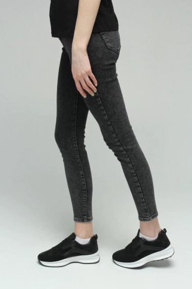 Джинсы Slim Fit женские On me 3103 baza Темно-серый фото 3 — интернет-магазин Tapok