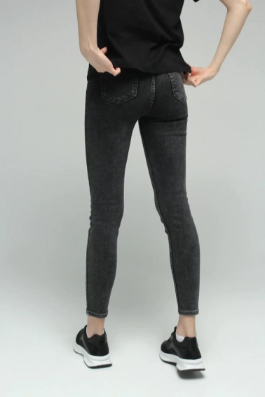 Джинсы Slim Fit женские On me 3103 baza Темно-серый фото 4 — интернет-магазин Tapok