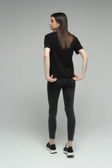 Джинсы Slim Fit женские On me 3103 baza Темно-серый фото 8 — интернет-магазин Tapok