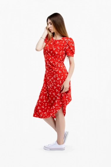 Платье с узором женское OnMe CTM WTC02319 Красный фото 5 — интернет-магазин Tapok