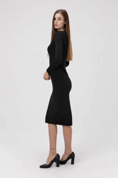 Платье однотонное женское Femme 1014 Черный фото 2 — интернет-магазин Tapok