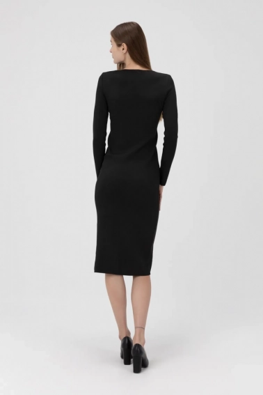 Платье однотонное женское Femme 1014 Черный фото 3 — интернет-магазин Tapok