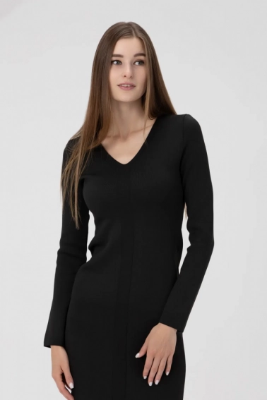 Платье однотонное женское Femme 1014 Черный фото 6 — интернет-магазин Tapok