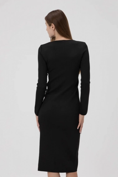 Платье однотонное женское Femme 1014 Черный фото 7 — интернет-магазин Tapok