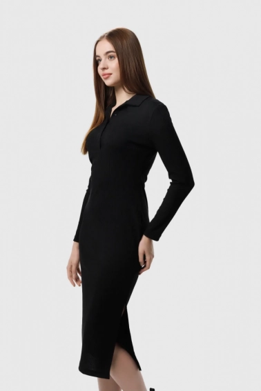 Платье однотонное женское LAWA WTC02349 Черный фото 2 — интернет-магазин Tapok