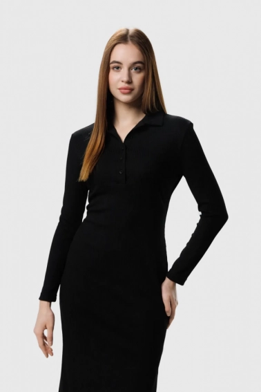 Платье однотонное женское LAWA WTC02349 Черный фото 4 — интернет-магазин Tapok
