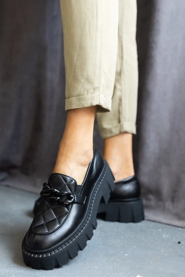 Жіночі туфлі шкіряні весняно-осінні чорні OLLI Т-4-21163 фото 4 — інтернет-магазин Tapok