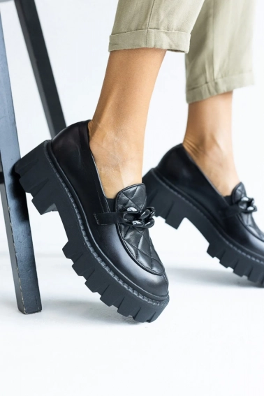 Жіночі туфлі шкіряні весняно-осінні чорні OLLI Т-4-21163 фото 7 — інтернет-магазин Tapok