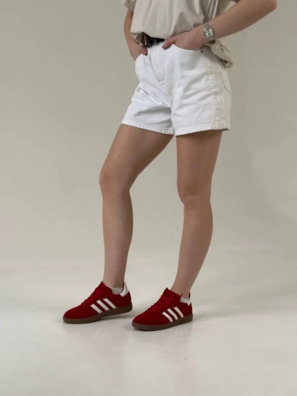 Кеди жіночі замшеві червоні з білими смужками фото 5 — интернет-магазин Tapok