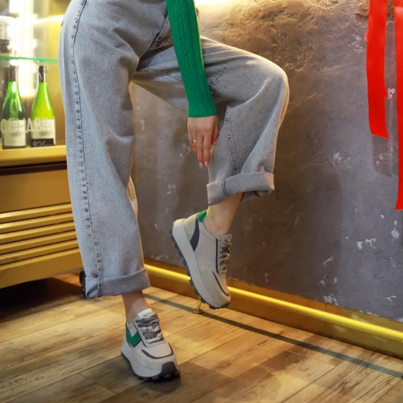 Кросівки жіночі замшеві 588257 Сірі зелені фото 7 — інтернет-магазин Tapok