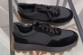 Кросівки жіночі шкіряні чорні із вставками замші на чорній підошві Фото 1