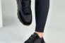 Кросівки жіночі шкіряні чорні із вставками замші на чорній підошві Фото 2
