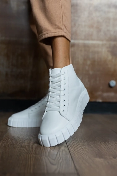 Жіночі черевики шкіряні весняно-осінні білі CrosSAV 21-142 W на байке фото 4 — інтернет-магазин Tapok