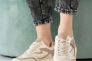 Жіночі кросівки шкіряні весняно-осінні молочні Yuves 167 Фото 2