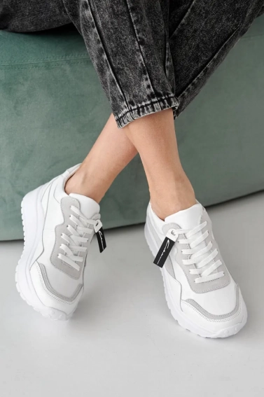 Жіночі кросівки шкіряні весняно-осінні білі Yuves 507 фото 6 — інтернет-магазин Tapok