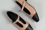 Туфлі жіночі шкіряні карамельні з чорними вставками Фото 9