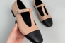 Туфлі жіночі шкіряні карамельні з чорними вставками Фото 11