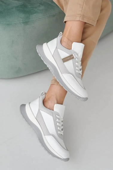 Жіночі кросівки шкіряні весняно-осінні білі Yuves 145 фото 7 — інтернет-магазин Tapok