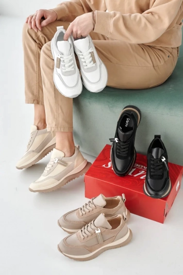 Жіночі кросівки шкіряні весняно-осінні білі Yuves 145 фото 9 — інтернет-магазин Tapok