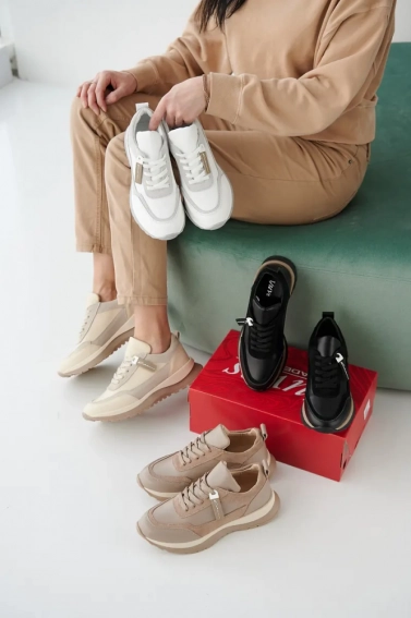 Женские кроссовки кожаные весенне-осенние белые Yuves 145 фото 10 — интернет-магазин Tapok