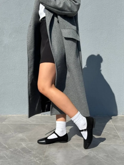 Туфлі жіночі велюрові чорні із вставками шкіри фото 1 — інтернет-магазин Tapok