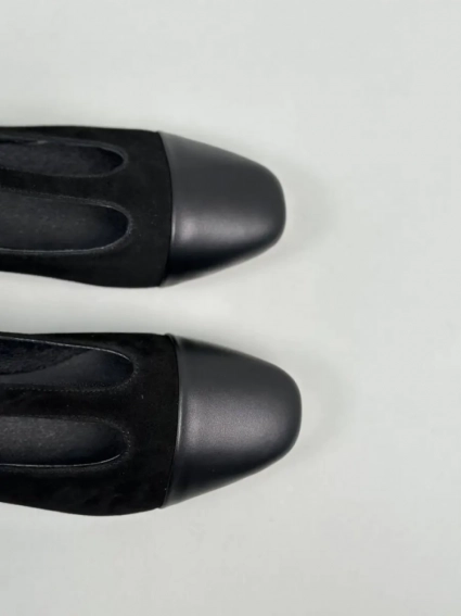 Туфлі жіночі велюрові чорні із вставками шкіри фото 10 — інтернет-магазин Tapok