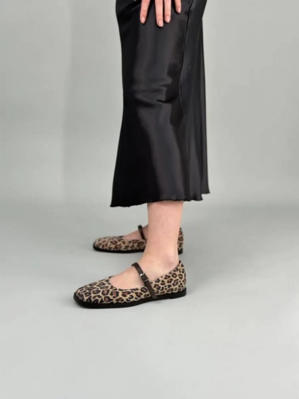 Балетки жіночі замшеві з леопардовим принтом фото 1 — інтернет-магазин Tapok
