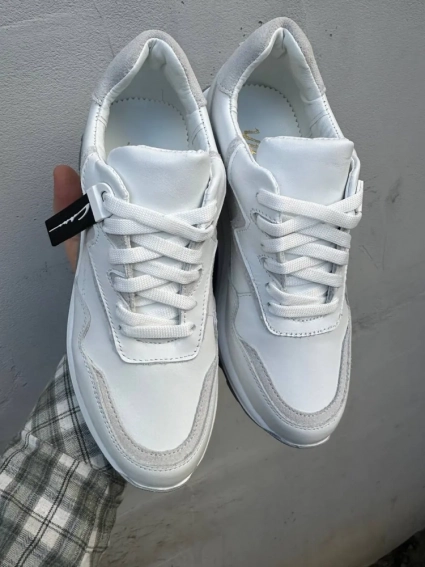 Жіночі кросівки шкіряні весняно-осінні білі Yuves 121 фото 2 — інтернет-магазин Tapok