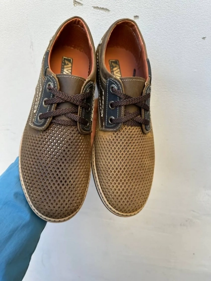Мужские туфли кожаные летние оливковые Ava 51 фото 3 — интернет-магазин Tapok