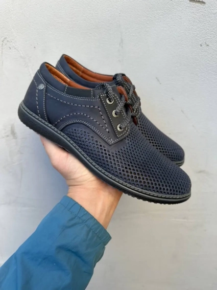 Мужские туфли кожаные летние синие Ava 51 фото 1 — интернет-магазин Tapok