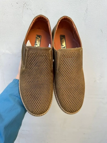 Мужские туфли кожаные летние оливковые Ava 53 фото 3 — интернет-магазин Tapok