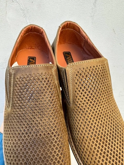 Чоловічі туфлі шкіряні літні оливкові Ava 53 фото 4 — інтернет-магазин Tapok