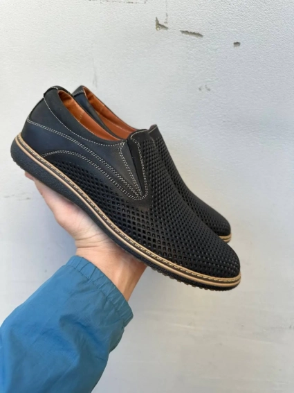Чоловічі туфлі шкіряні літні чорні Ava 53 фото 2 — інтернет-магазин Tapok